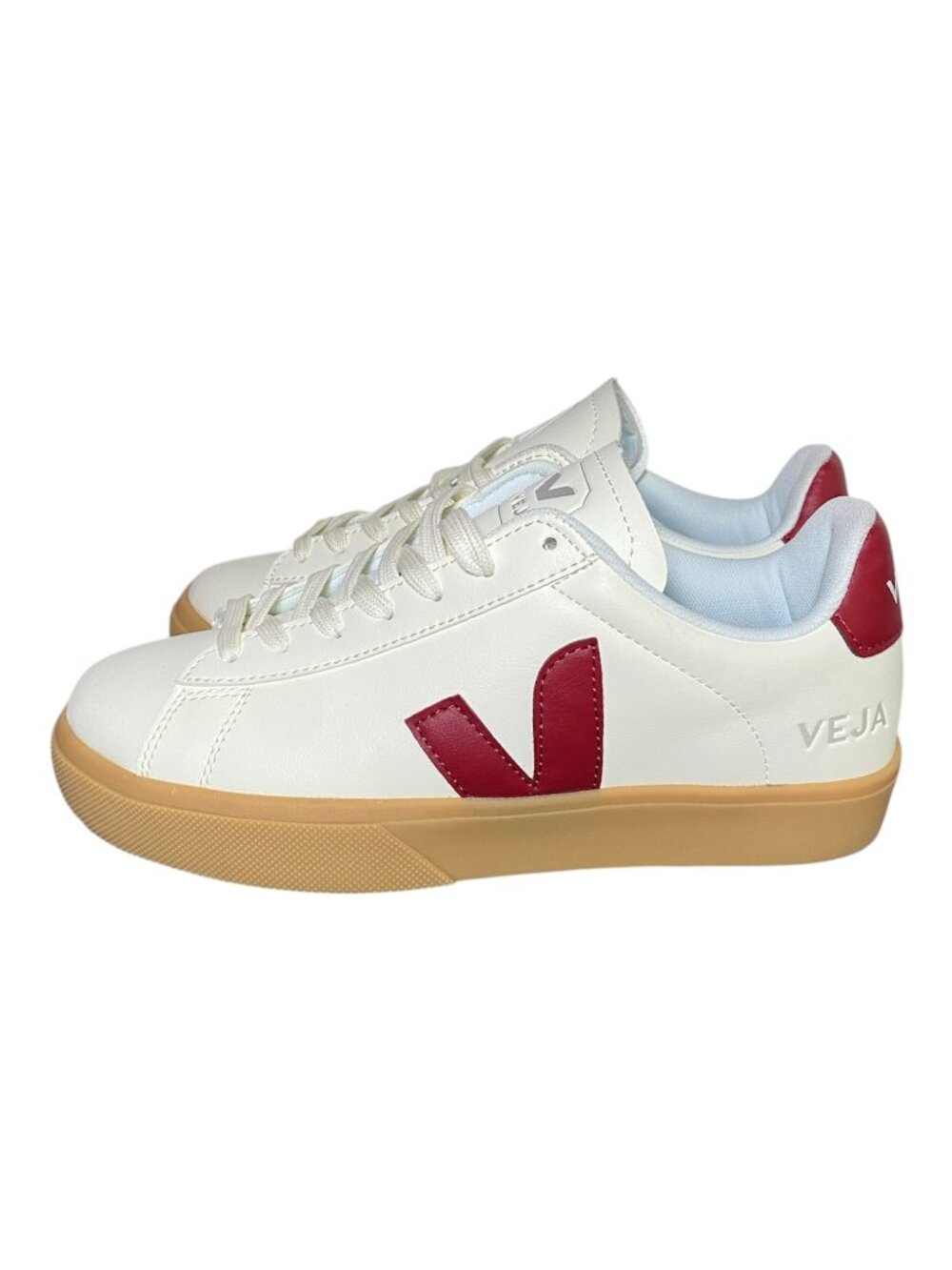 VEJA Esplar Women's White Burgundy Leather Sneaker Wild Rubber Gum Sole NWOT 8